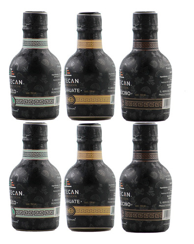 6 Botellas Aztecan 200 Ml (coco, Cacahuate & Kapuccino)