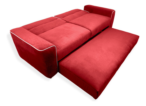 Sofá Cama Sillón Sala Hogar Minimalista 3 Posiciones Rojo Liso
