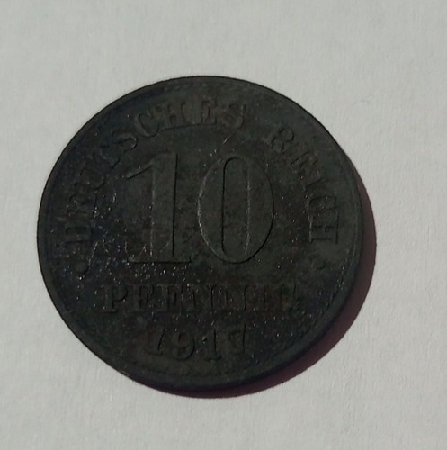 Moneda De Alemania Imp. Aleman 10 Pfennig- 1917 Fine