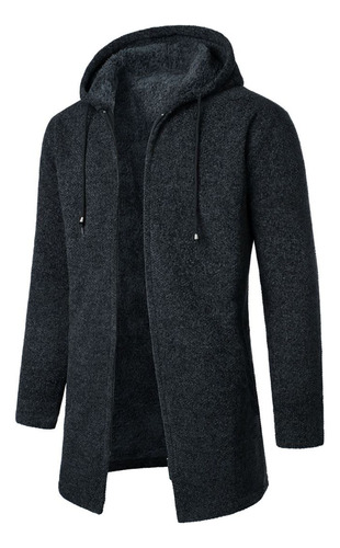 K Coat Para Hombre, Tejido Largo Con Capucha, De Felpa Y Gru