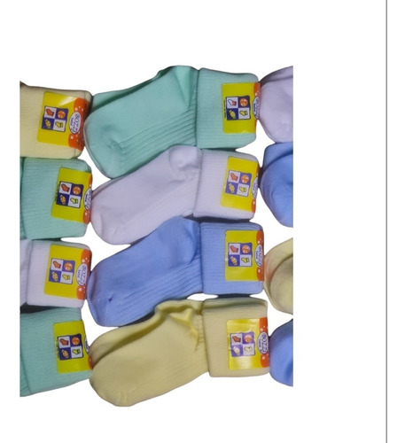 Pack 12 Pares Calcetín Bebe, 100% Algodón, Colores Niño