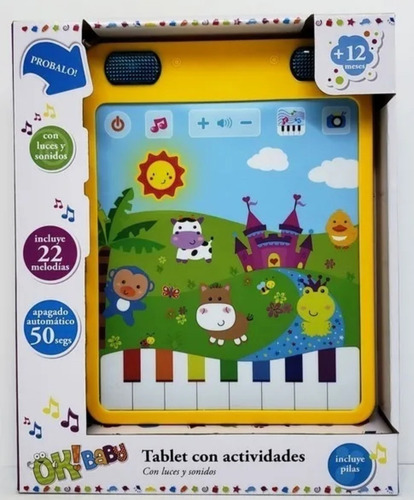 Imagen 2 de 2 de Tablet Didáctica Infantil Con Actividades Luz Y Sonido Okbb
