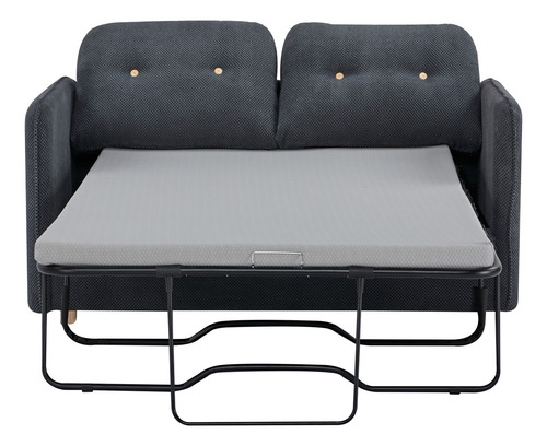 Sofácama Futón Sillón Reclinable Colchonado Matrimonial Eke Color Negro Diseño De La Tela Lisa
