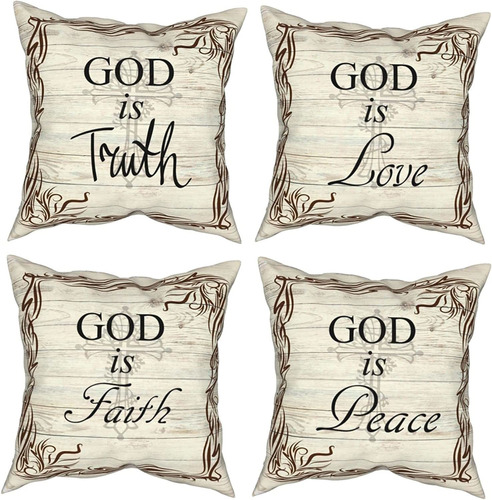 God Is Faith Love Truth Peace Farmhouse Vintage Wood Pa...