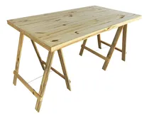 Comprar Mesa Pino Tablon 1 Mt Tapa Maciza Caballetes Plegable