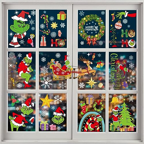 308 Pcs Calcomanías De Ventana De Navidad De Doble Car...