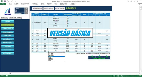 Imagem 1 de 10 de Planilha Dimensionamento De Projetos Elétricos (vba)