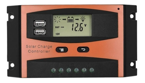 Regulador De Carga Panel Solar 30a 12v 24v Display Usb Pwm