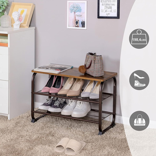 Banco Para Zapatos, Estante De Almacenamiento De 3 Niveles P