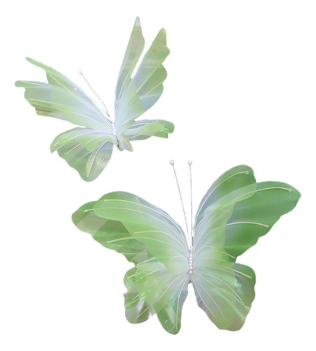 2 Piezas De Decoración De Mariposas Artificiales, Verde