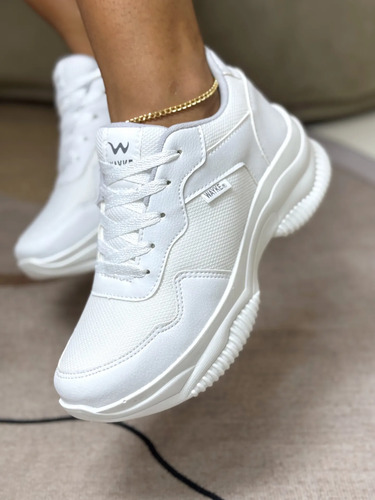 Tênis Branco Feminino Casual Plataforma Lançamento Wayke