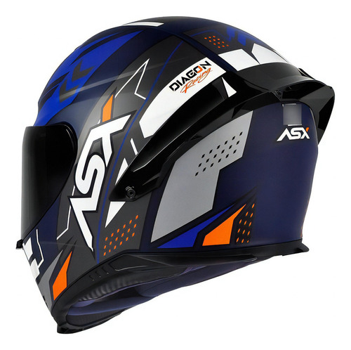 Capacete Asx Eagle Racing Diagon Azul Fosco + Viseira Fumê Tamanho do capacete 64-XXL