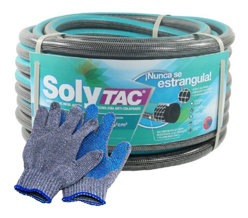 Kit Manguera Riego Solytac Anticolapso 1/2 X 15 M + Guantes