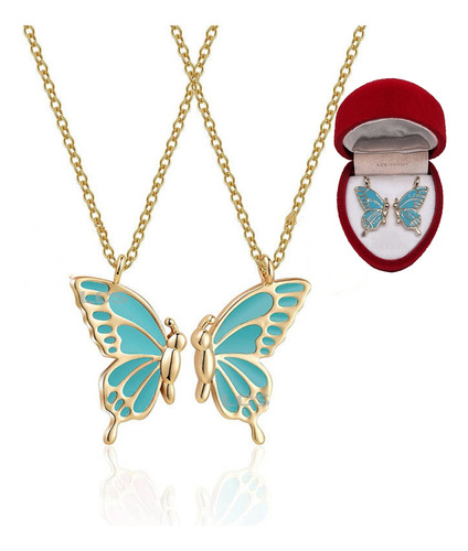 Collar Mariposas Doble Baño Oro 18k Con Estuche Regalo Pana