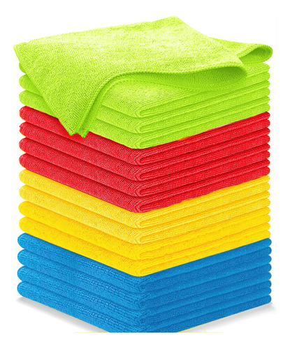 16 Trapos De Limpieza Paño Microfibra Toalla Multiusos 40x40 Color Multicolor