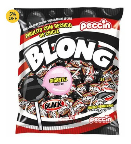 Pirulito Gigante Blong Peccin Recheio De Chicle Pinta Lingua Sabores Black -  Pinta Lingua