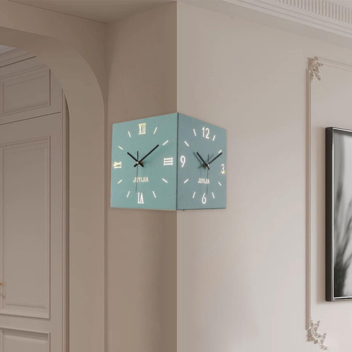 Reloj De Pared De De Doble Cara Con Adorno Silencioso Azul