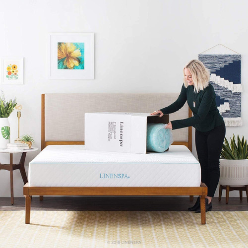 Linenspa Azul Individual Gel Sobrecolchon Memory Foam