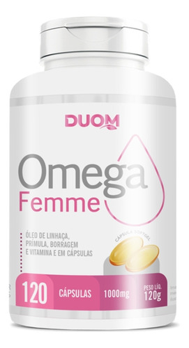 Omega Femme - Prímula, Borragem, Linhaça Vitamina E 120 Caps