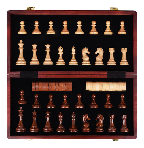 Juego De Ajedrez Y Damas Portátil 2 En 1 De Viaje