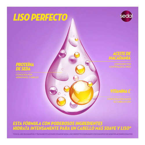 Sedal Liso Perfecto 620ml Shampoo + Acondicionador + Crema