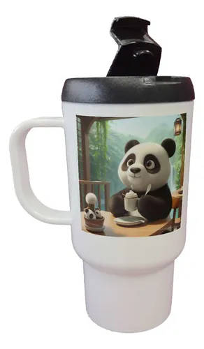 comprar Jarro Termico Panda Contento Con Taza De Cafe Desayuno