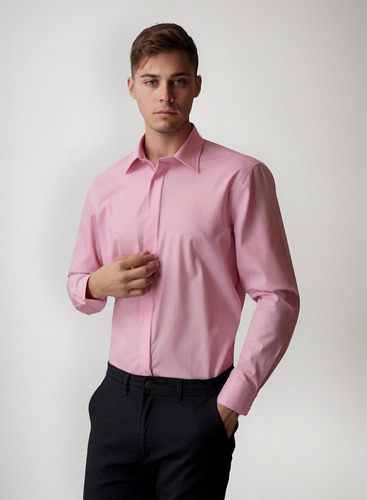 Camisa Clásica De Vestir De Hombre Bpremium Ccuello Italiano
