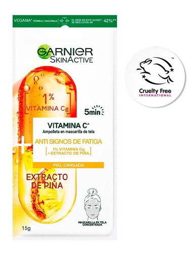 Ampolla En Mascarilla De Tela Garnier Con Vitamina C X 1 U Tipo de piel Todo tipo de piel