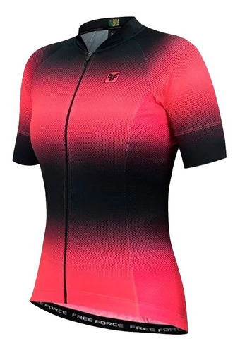 Camisa Freeforce Feminina Sport Star Coral E Preta Ciclismo