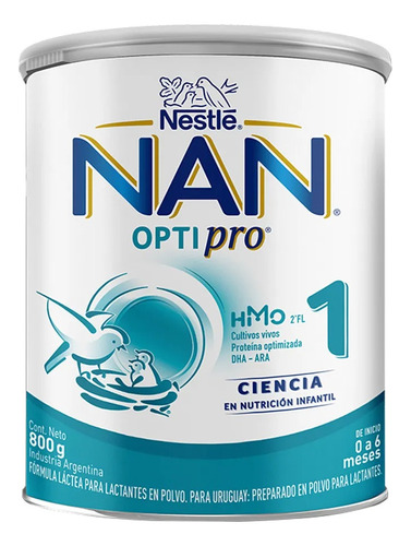 2un Leche De Formula Nan 1 Optipro 800grs 0a6 Meses - Lata