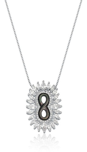 Colar Feminino Infinito Em Madreperola E Zirconias