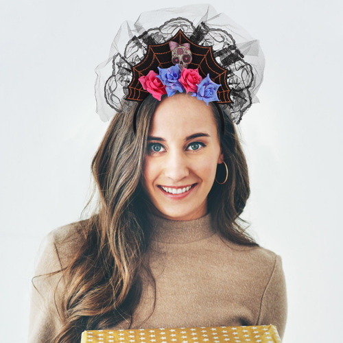 2 Diademas Con Forma De Calavera Y Flores Para Halloween, En