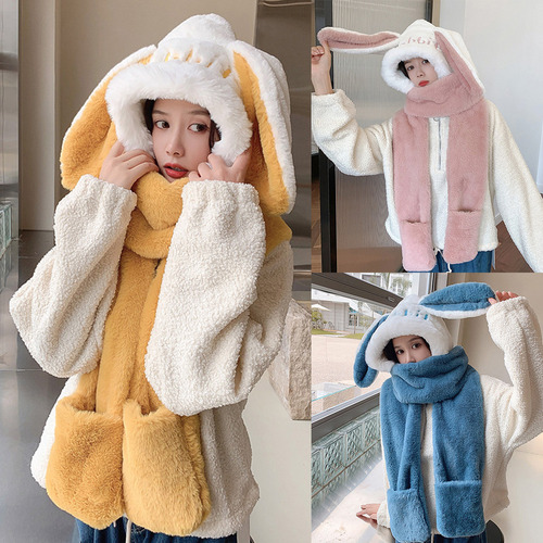 (cf) Bufanda De Invierno Con Orejas De Conejo, Cálida, Gorro