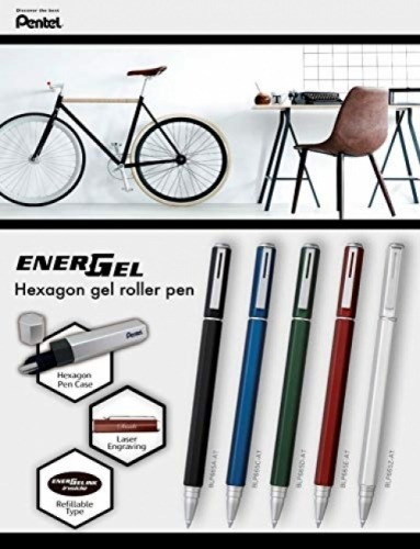 Imagen 4 de 4 de Pentel Bolígrafo Energel Hexagonal, 0.7 Mm,, Pack Of 1