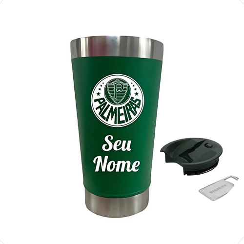 Copo Térmico Do Palmeiras C/ Tampa E Abridor 473ml