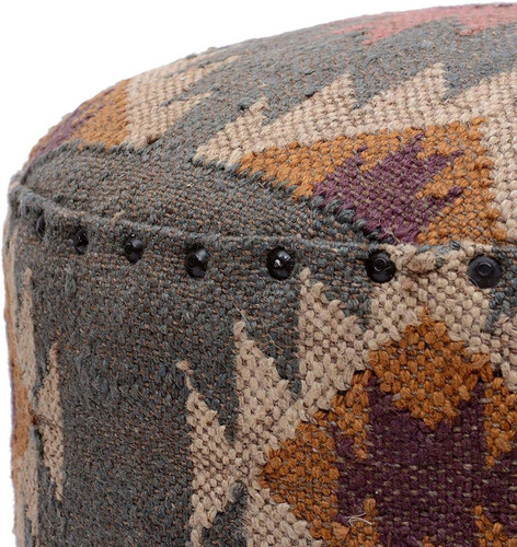 Taburete Kilim De Madera De Tamaño Pequeño Con Acabad...