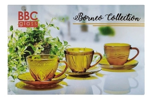 Imagem 2 de 2 de Xicara Cha Amber Coracao 200ml 12pcs Com Pires Retro