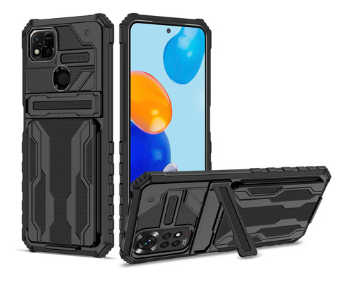 Funda Para Poco C40 / Redmi 10c Steel Card Case +cristal 9d