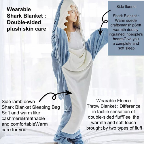 Bolsa De Dormir Cartoon Shark, Pijama, Cobertor, 210 X 90 Cm