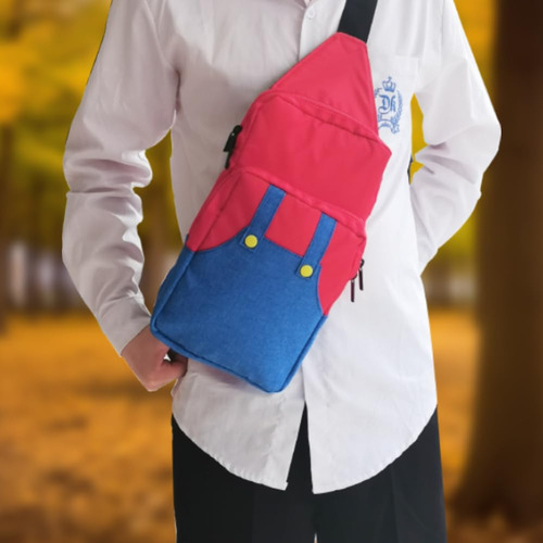 Mochila Bandolera Organizador Para Nintendo Switch Rojo Azul