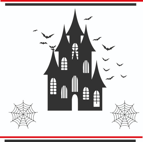 Calca Sticker Vinil Hallowen Castillo Para Pared O Vidrio 3p