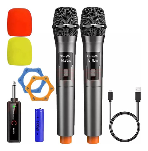 Universal Micrófono Inalámbrico Profesional Karaoke Kit Negr