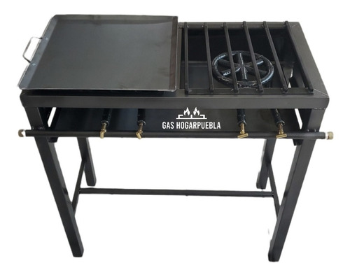 Parrilla  Uso Rudo 2 Quemadores Doble +comal 40x40cm