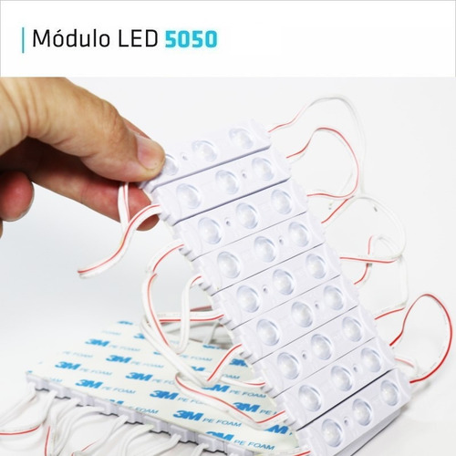 Modulo Led 5050 Smd 3 Chips 30 Lm Azul 12v Exterior Pack 100