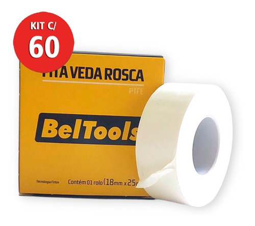 Fita Veda Rosca 18 X 25 Metros Beltools C/ 60 Rolos