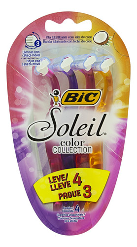 Barbeador BIC Color Collection descartável 4 un