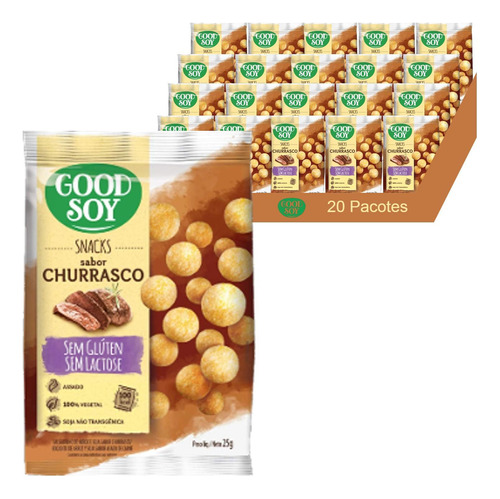 Snacks De Soja Goodsoy Sabor Churrasco 25g (20 Pacotes)