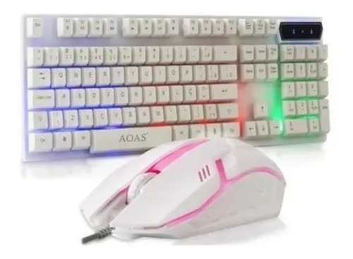 Combo Teclado + Mouse Optico Gamer Usb Rgb Tigers Pro Blanco