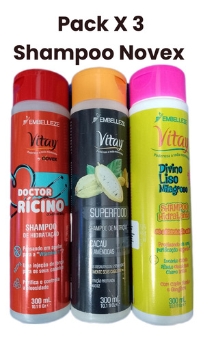 Pack X 3 Shampoo Novex Sin Sal - g a $100