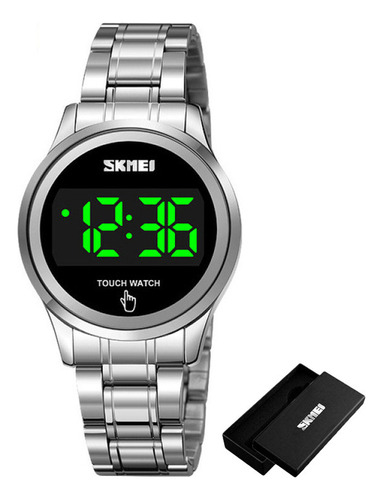 Relógio eletrônico comercial digital de aço inoxidável SK Color Silver Strap
